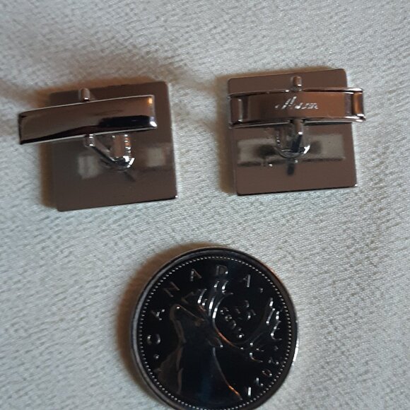 Anson Vintage Cuff Links Silver Tone Metal 3/4 Inch Square ⚡️BUY 3 for $35⚡️ - Picture 6 of 9